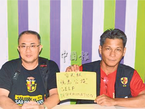 房保德宣佈尤明慶（右）為砂獨大聯盟為背景首位準候選人出征巴旺阿山區。