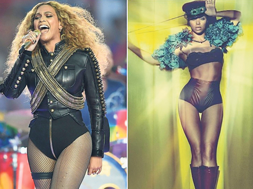 Beyonce年初演唱時有些圓潤（左），近日被雜誌修瘦了。 