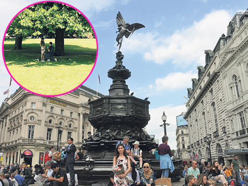 繁忙的街道上，愛神丘比特在皮卡迪利廣場（Piccadilly Circus）向路人射下愛情神箭。我和他仿彿被丘比特的金箭射中了……他在倫敦向我求婚，驚喜滿分，感動十足。