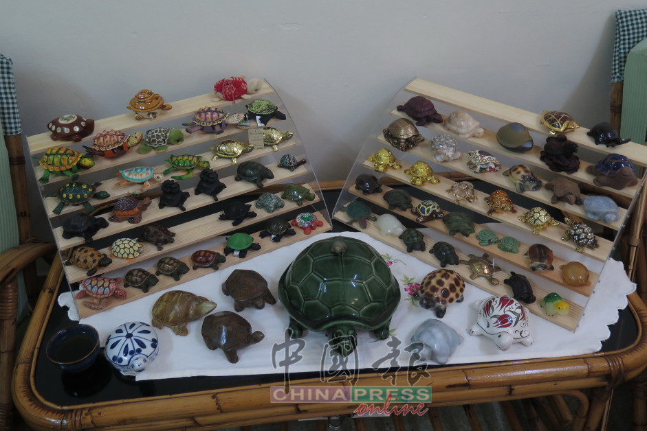 各款各式的乌龟造型摆设品，来自国内各地及世界各国。