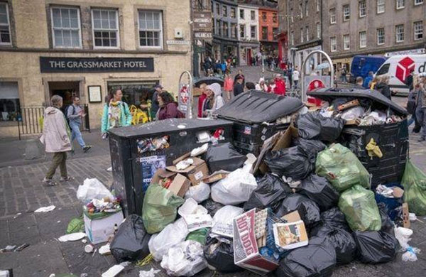 UCU UK rubbish pay 罢工 爱丁堡 垃圾