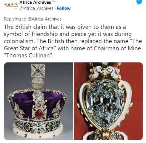 最大一颗钻石，镶嵌在英王权杖上，其余再切割和打磨出逾100颗大大小小的钻石，镶嵌在皇冠上。