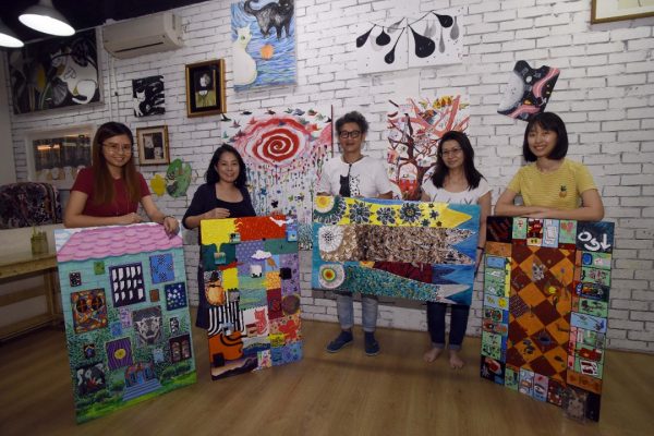 画室老师（左起）：陆旻菱、叶健一、林明健、杨美燕、叶姿莹，建立起一个通过艺术来教育孩子和家长的平台。