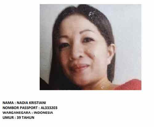  警方公布林锦明的印尼籍母亲娜迪雅的人头照和个资，呼吁公众若发现其下落，尽快向警方提供情报。