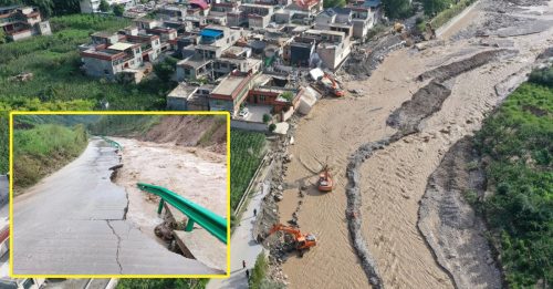 甘肃逾60年最强暴雨 1死19万人受灾 桥梁垮塌