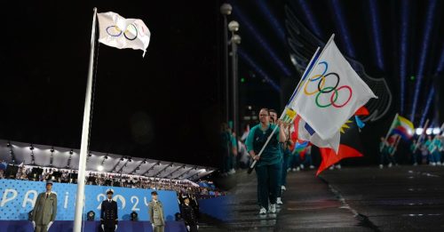 2024巴黎奥运｜开幕式摆乌龙   奥林匹克会旗挂反了